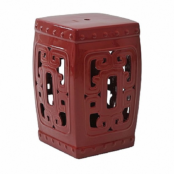 Alugar Seat Garden Ceramica Vermelho Oriental ----- 30 Cm X 30 Cm X 45 Cm Alt